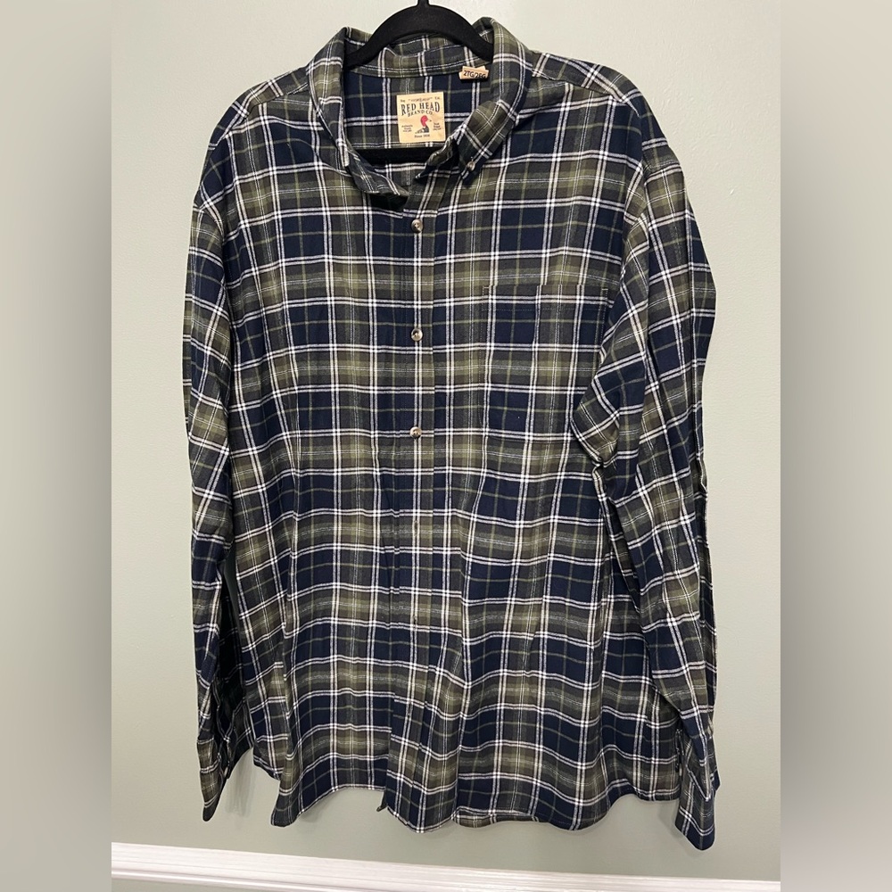RedHead Navy and Olive Plaid Button Down Shirt